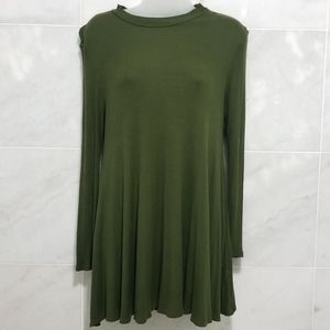 Audrey 3+1 Green Ribbed Tunic Flowy Top S
